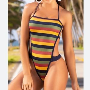 NWT yandy Com  striped. Strappy sexy monokini  small